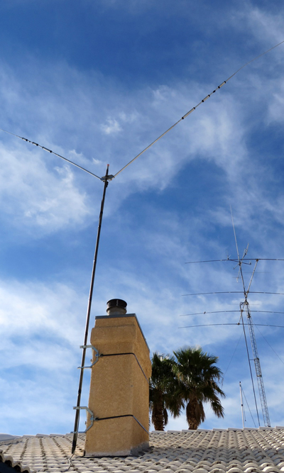 Amateur Radio antenna on double 9" stack strap chimney mount
